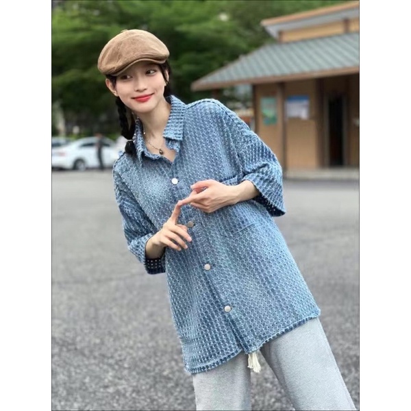 Áo somi jean denim mẫu siêu xinh siêu lạ cho mùa hè