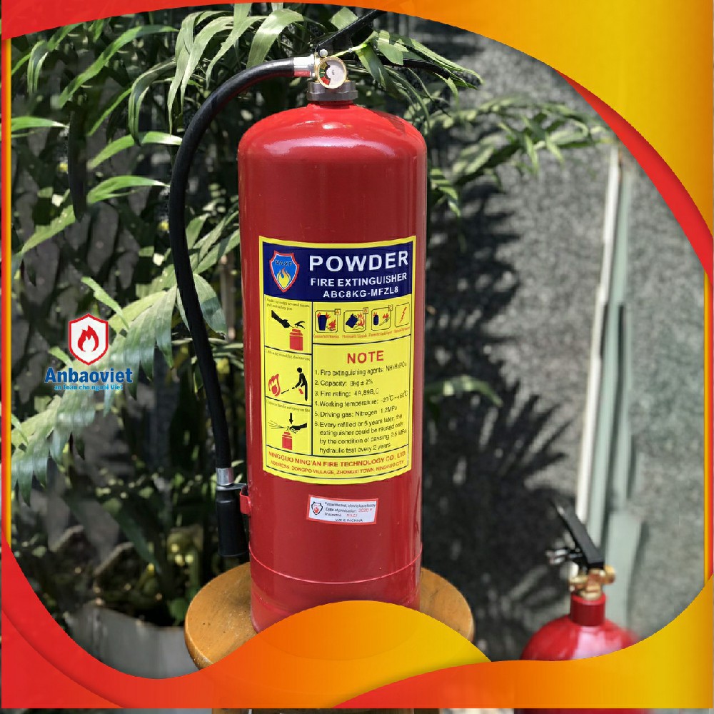 Bình chữa cháy chuyên dùng cho văn phòng, cửa hàng, quán ăn, kho xưởng - bột ABC 8kg - Model: MFZ8,