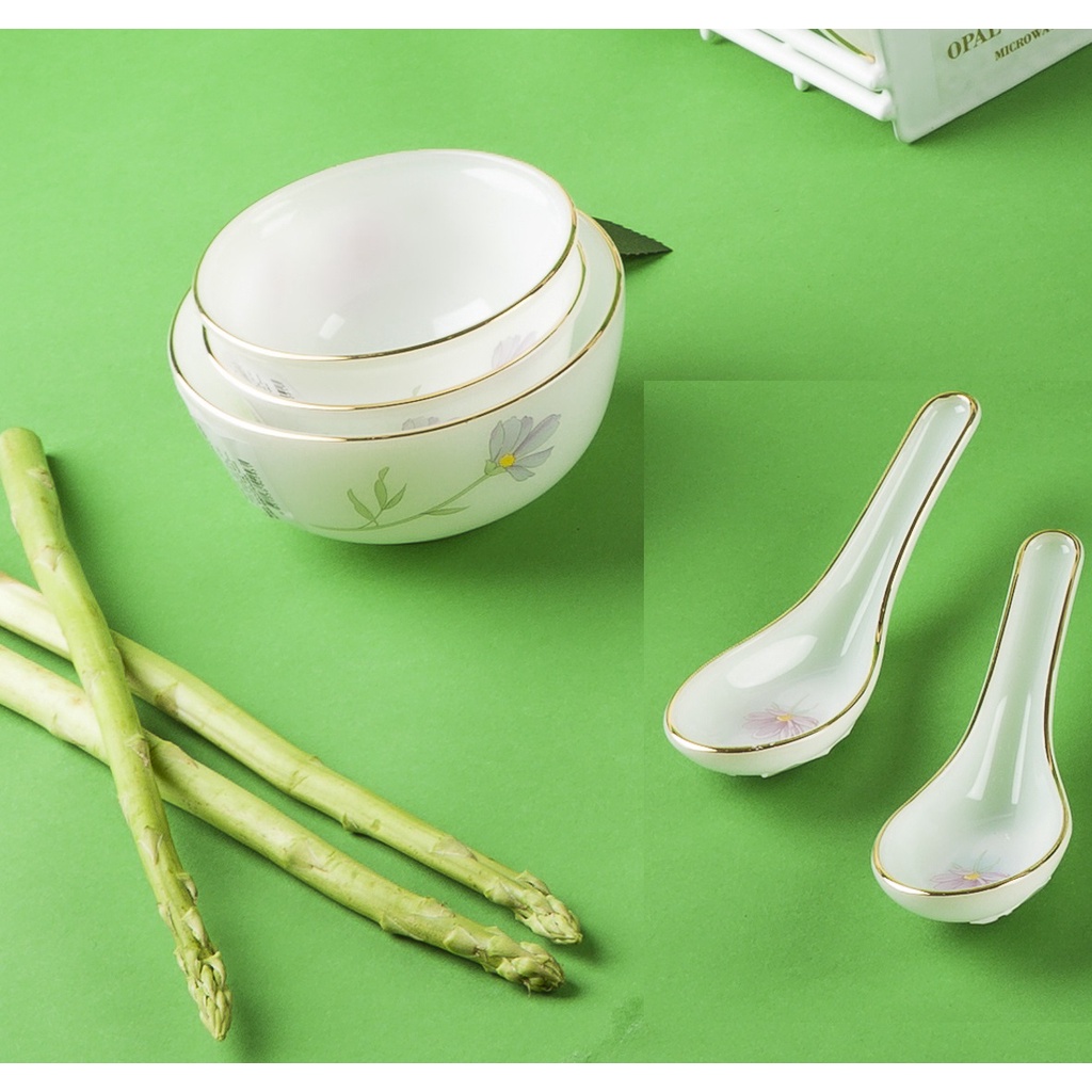 Bát soup viền vàng 22K các mẫu hoa văn Thủy Tinh Ngọc USA Homeset cao cấp nhập khẩu chính hãng