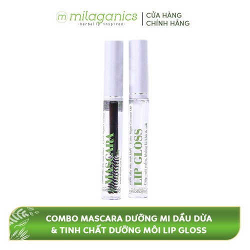 Combo Mascara Dưỡng Mi Dầu Dừa MILAGANICS 5ml + Tinh Chất Dưỡng Môi Lip Gloss MILAGANICS 5ml | BigBuy360 - bigbuy360.vn