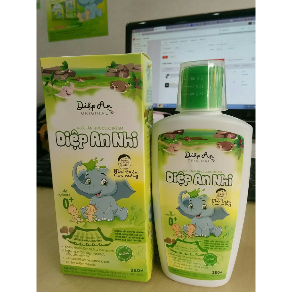 [Date 2022] Nước tắm thảo dược trẻ em 2 trong 1 (tắm + gội) Diệp An Nhi chai 250ml/ túi 10ml