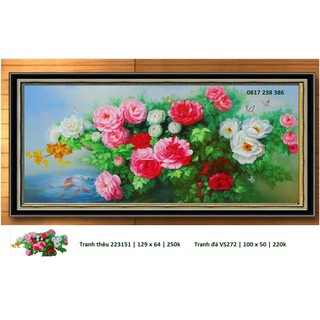 Tranh đính đá hoa khai phú quý VS272 (100 x 50 cm)