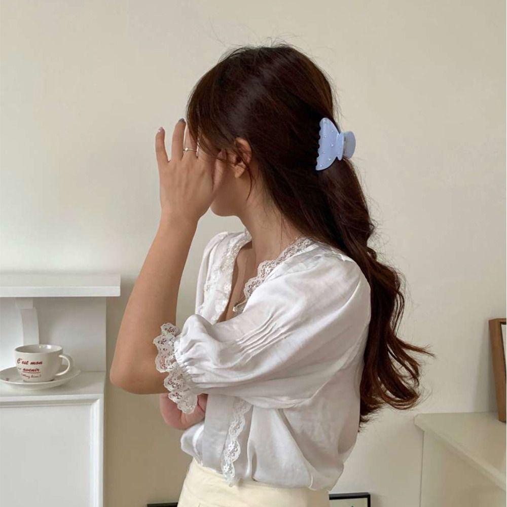 Kẹp Tóc Hình Bán Nguyệt Axit Acetic Thời Trang Thanh Lịch Cho Nữ|Kẹp Tóc Hình Cá Mập Phong Cách Hàn Quốc