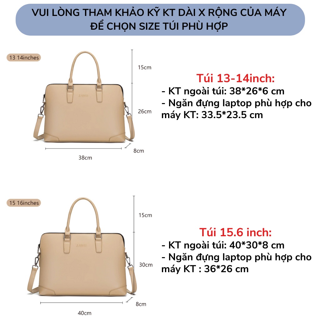Túi xách laptop macbook nữ JQMEI cao cấp có quai đeo, kiểu dáng thời trang công sở - JQ02