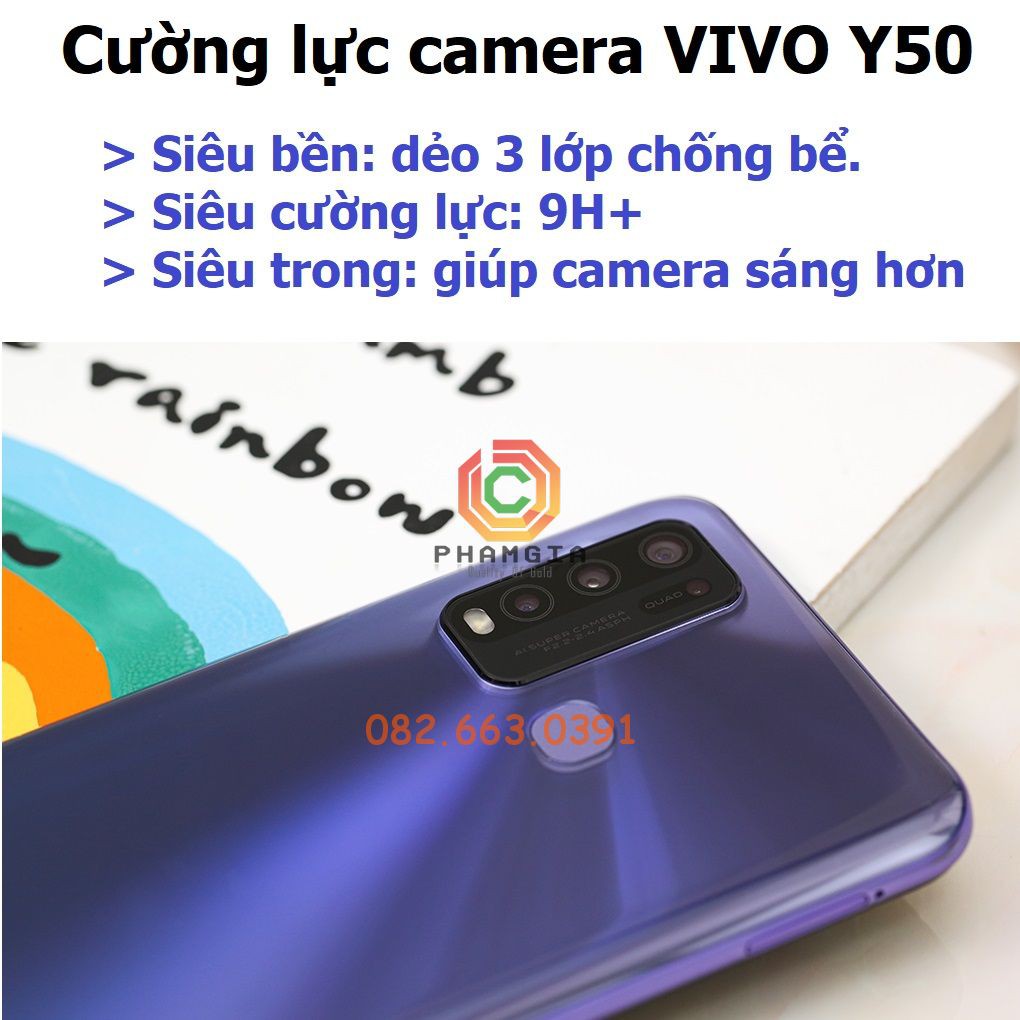 Cường lực camera vivo y50 siêu trong, siêu bền, dẻo nano 3 lớp