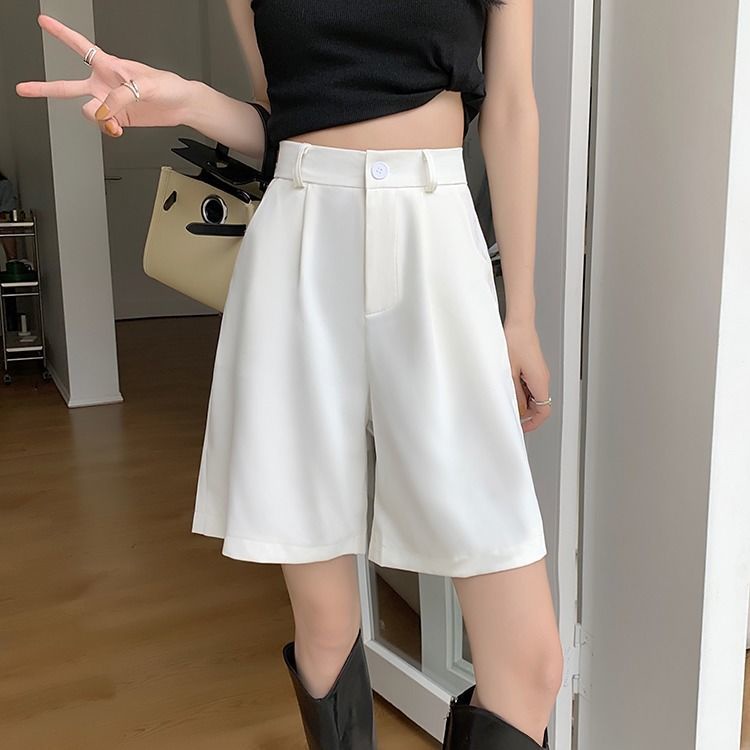 Quần Short Màu Trơn Thời Trang Năng Động Size S-4xl 164585 Quần Short Lưng Cao Ống Rộng Thời Trang Đơn Giản