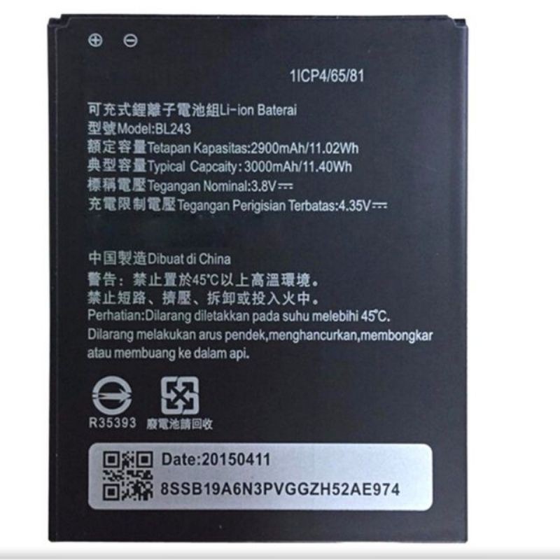 Pin Lenovo A7000, A7000 Plus (BL243) Dung Lượng 3000mAh bảo hành 6 tháng.