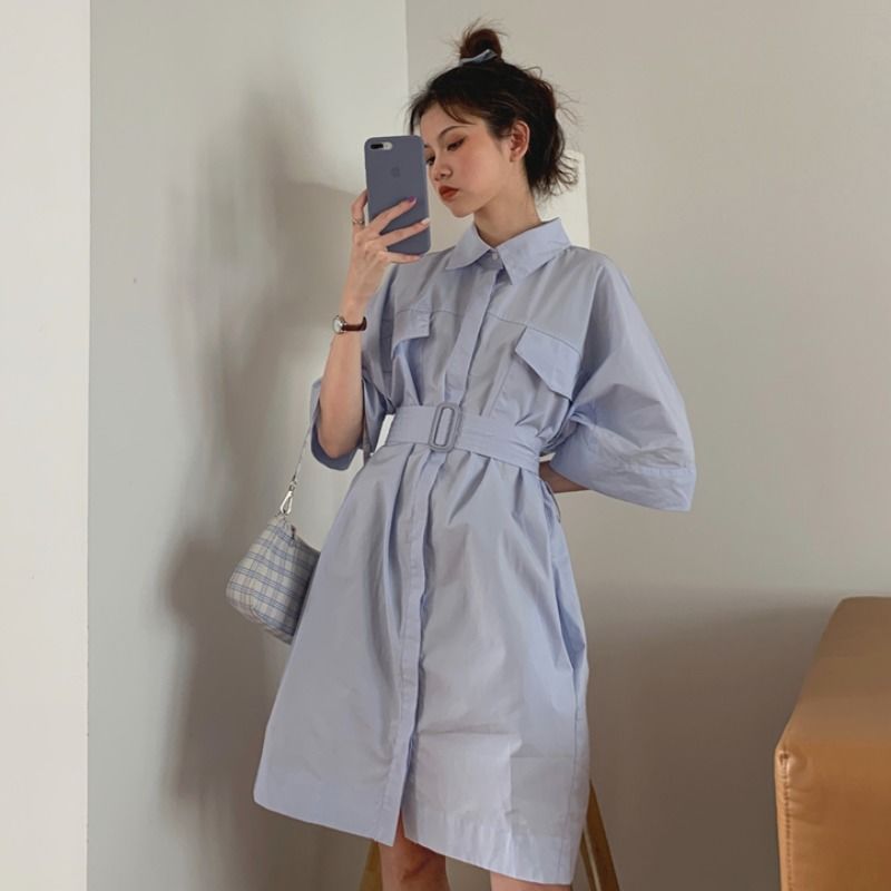 Đầm bầu dài dáng rộng phong cách Hàn Quốc 2021 cho nữ