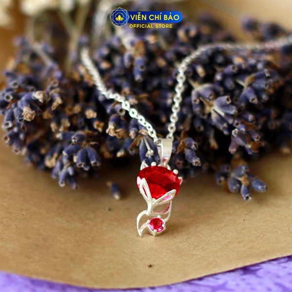 Dây chuyền bạc nữ mặt Hồ Ly đá đỏ chất liệu bạc 925 thời trang phụ kiện trang sức nữ Viễn Chí Bảo D400651-DO1