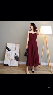 Váy bầu maxi đi biển 2s xếp li