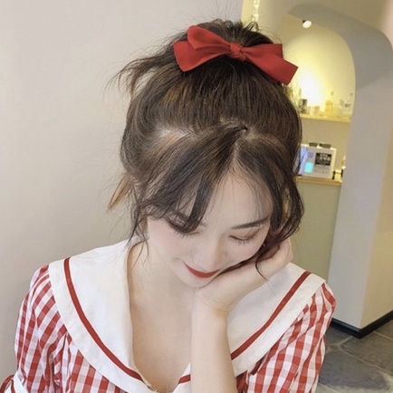 [Handmade] Cột tóc nơ nhỏ vải lụa xinh xắn màu trơn đơn giản dành cho bạn gái