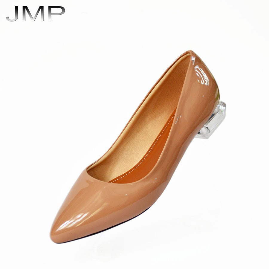 JMP - Giày búp bê mũi nhọn chất liệu da cao cấp cao 2cm- CH170