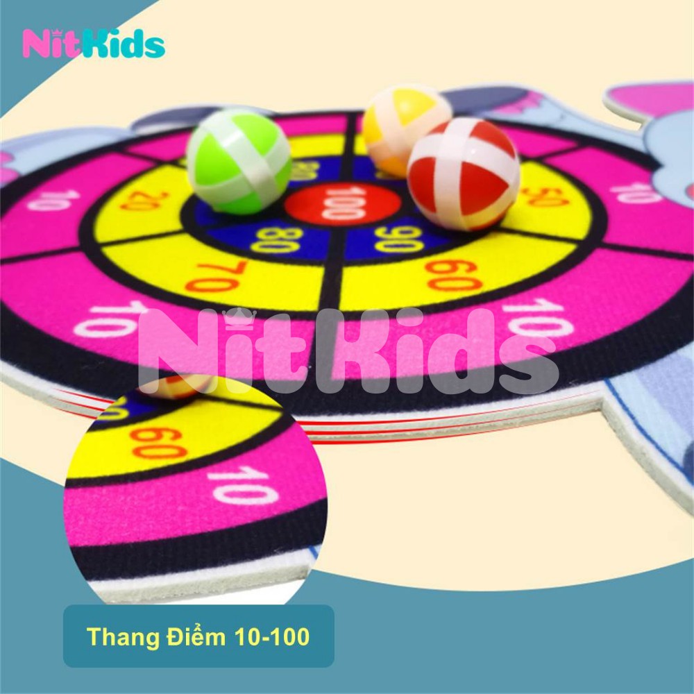 Bảng Ném Bóng Dính, Đồ Chơi Phi Tiêu Nitkids Cho Bé, Hình Con Vật Dễ Thương, Trò Chơi Giải Trí, Vận Động