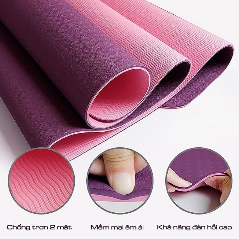 Thảm Tập Yoga Tpe Cao Cấp Ko Mùi, Thảm yoga TPE 6mm- Tặng kèm Túi - Quyensports