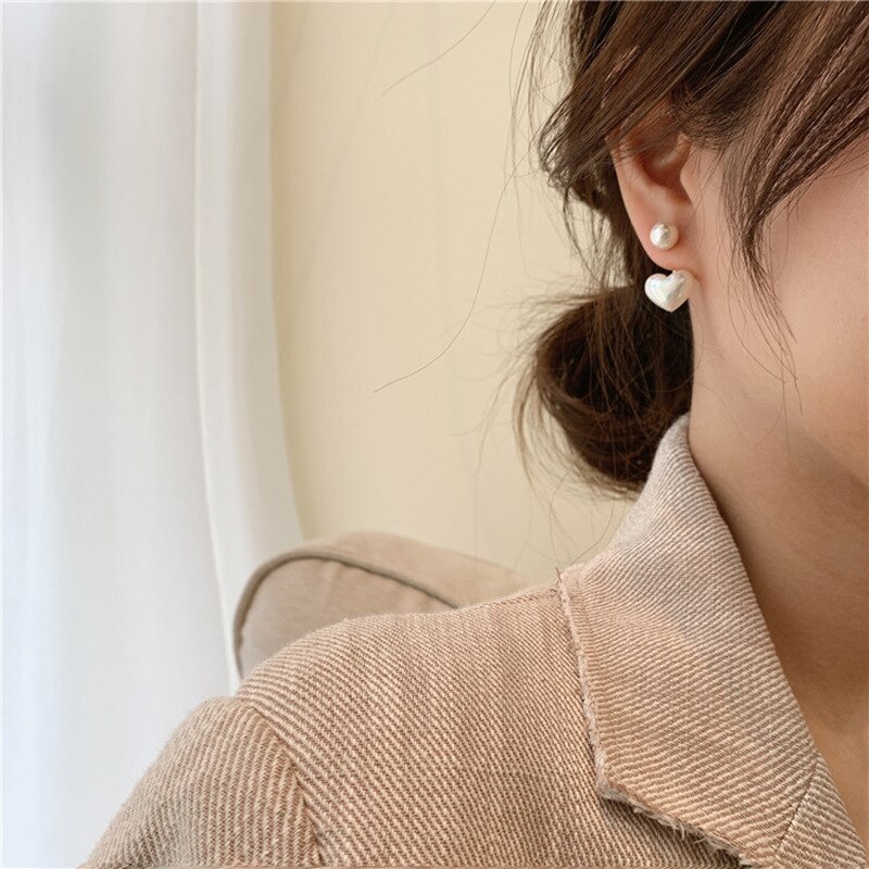 ✨Girlunderwear ✨2021 New fashion contracted Heart Pearl fine earrings joker sweet elegant temperament Women Drop earrings