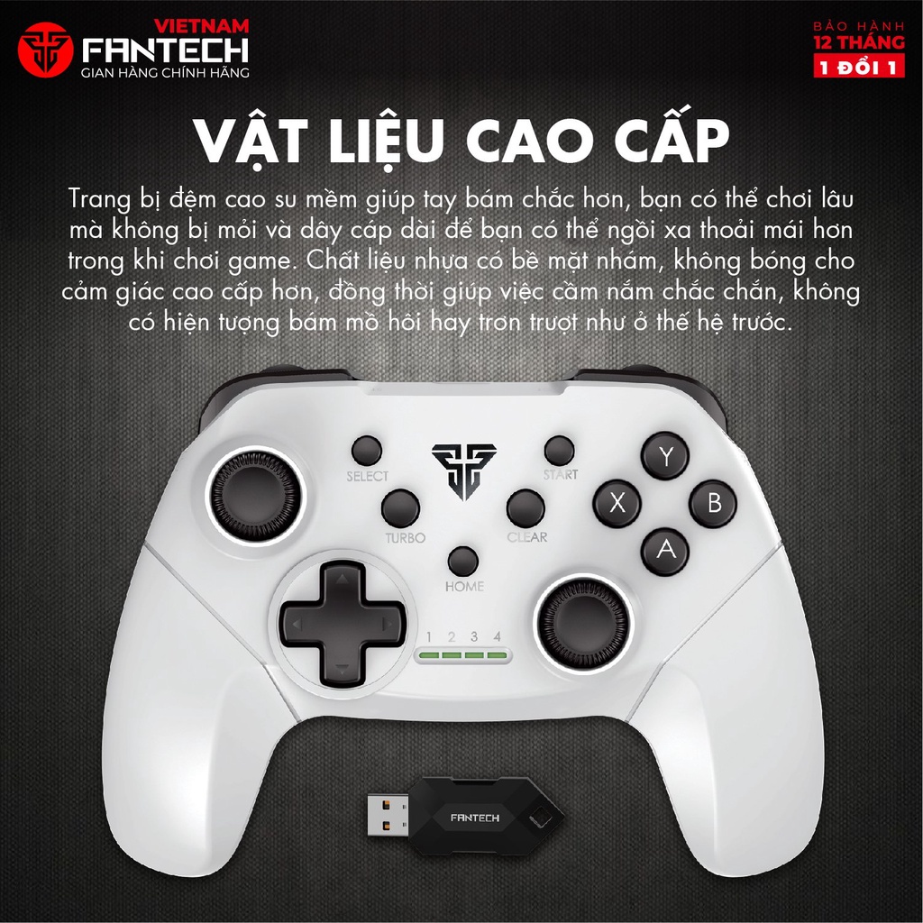 Tay Cầm Chơi Game Không Dây Fantech SHOOTER II WGP13 Dùng Được Cho PC,Console, Smart TV... 4 Chế Độ Từng Thể Loại Game