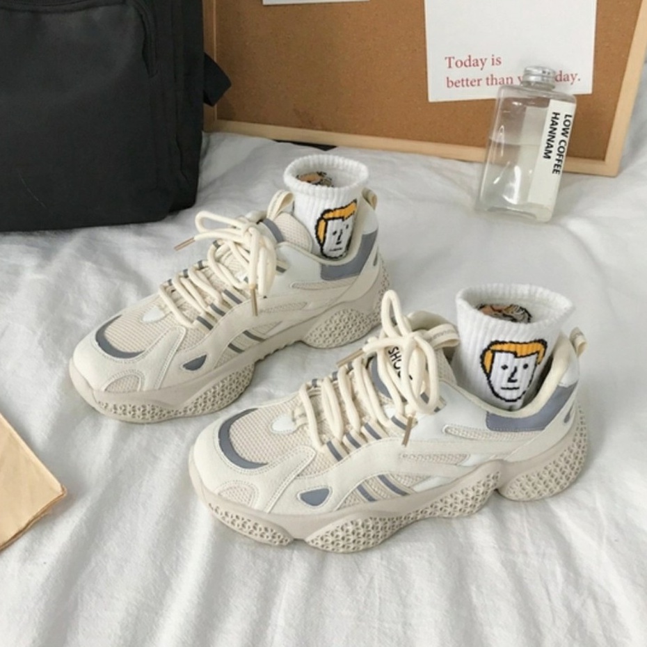 giày thể thao nữ kiểu dáng sneaker đế tổ ong viền phản quang mã HV07