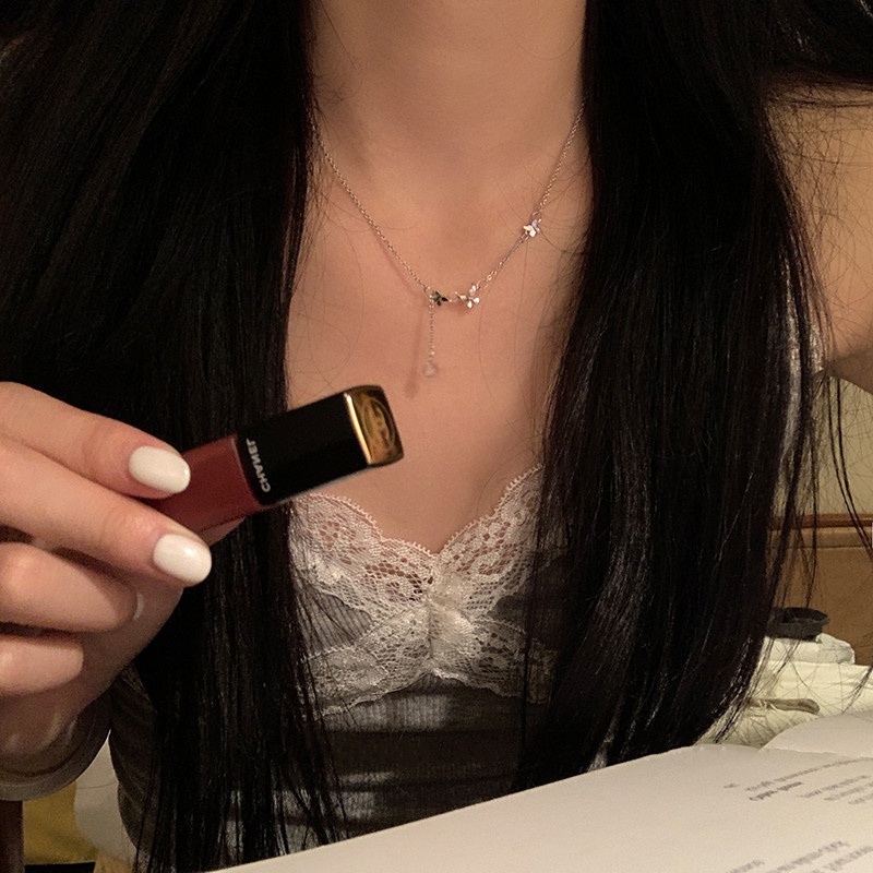 Vòng cổ Mặt Hình Bướm Mini Đính Đá Zircon Phong Cách Hàn Quốc Thời Trang Sang Trọng Cho Nữ