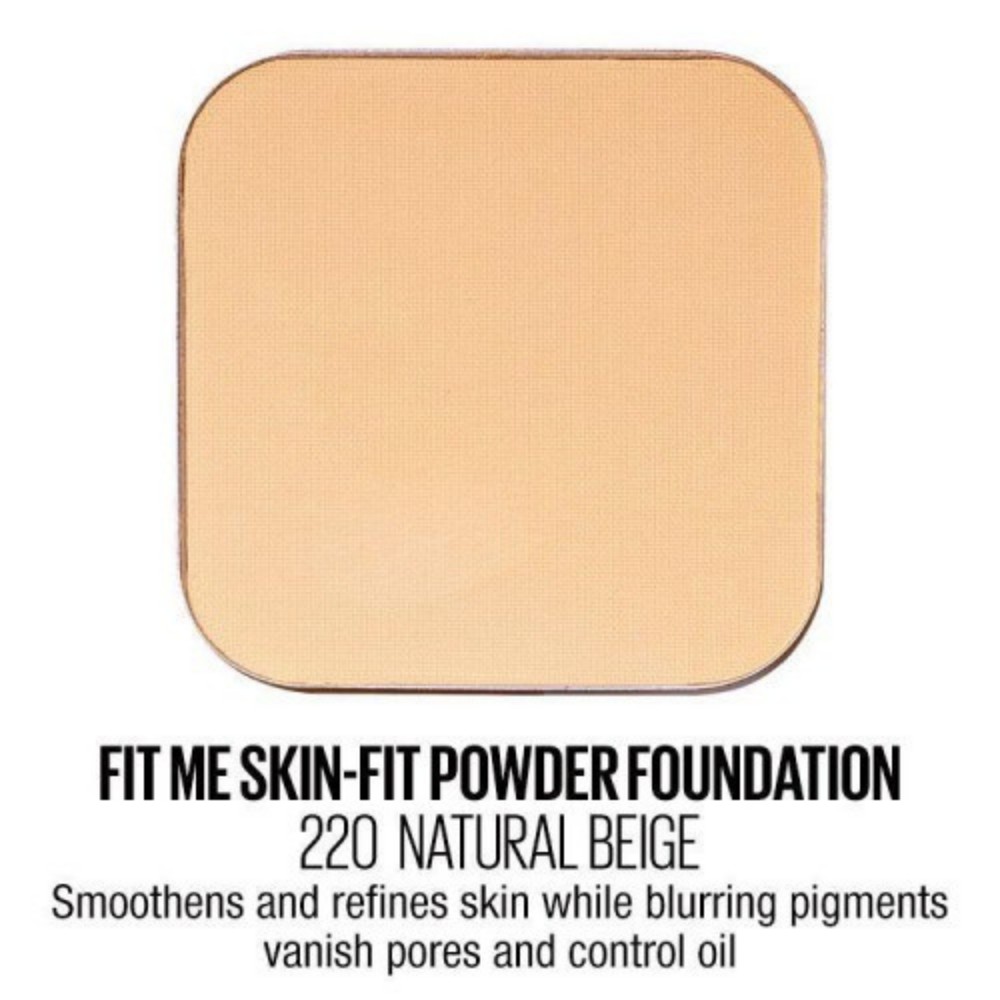 Phấn Nền Maybelline New York Fit Me Skin-Fit Powder Foundation Kiềm Dầu Chống Nắng SPF 32 PA+++ màu 220 Natural Beige 9g