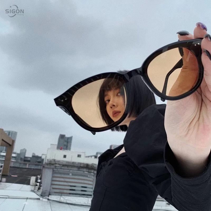 Kính mát gọng đen chống tia cực tím thời trang cho nam nữ