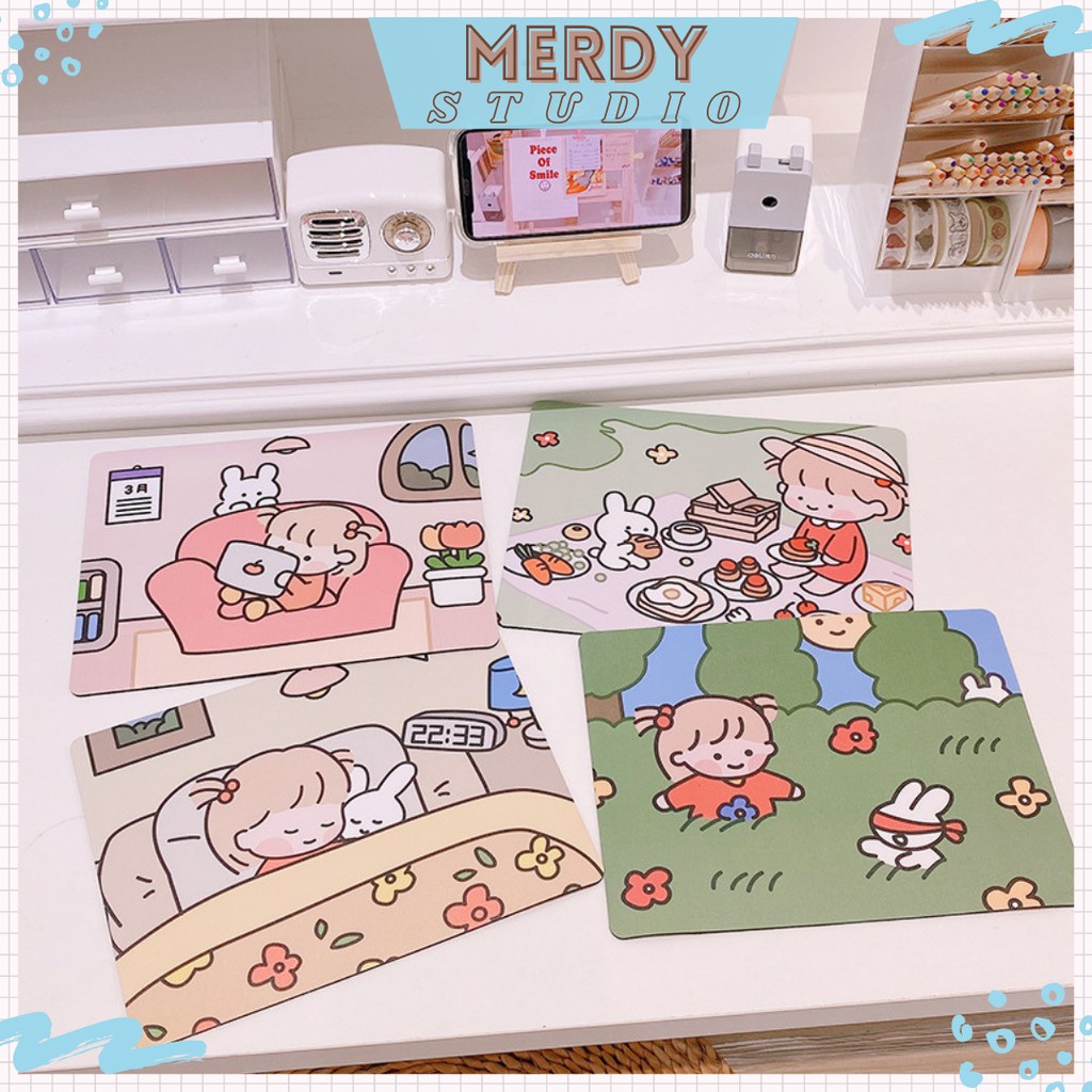 Miếng lót chuột, mouse pad hình em bé mái ngố cute