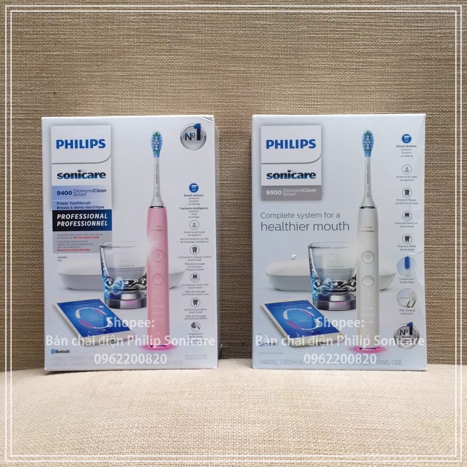 Bàn chải điện Philips Sonicare 9000, 9300 DiamondClean Smart - Bàn chải đánh răng điện thông minh kết nối Bluetooth