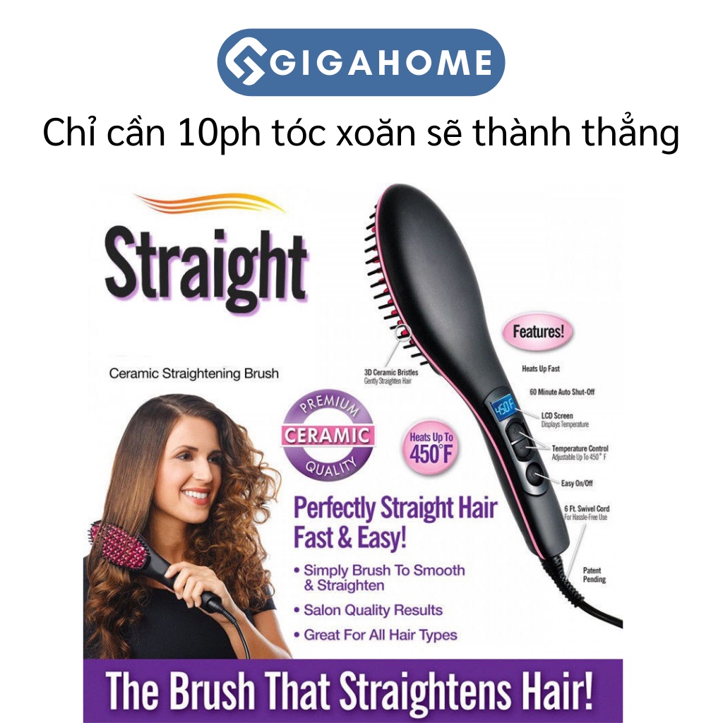 Lược Điện Chải Thẳng Tóc GIGAHOME Hiển Thị Màn Hình LCD, Chuyên Nghiệp 8201