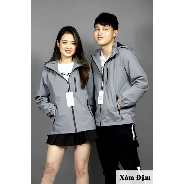 Áo khoác gió nam nữ 2 lớp cao cấp thể thao chống nước có mũ thời trang chống tia uv