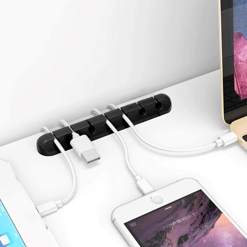 Giá cố định dây cáp bằng silicon màu đen tiện dụng cho văn phòng