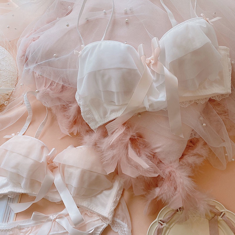 Bộ Đồ Lót Ren Lưới Nâng Ngực Không Gọng Thép Thoải Mái Phong Cách Nhật Bản Cho Nữ | BigBuy360 - bigbuy360.vn