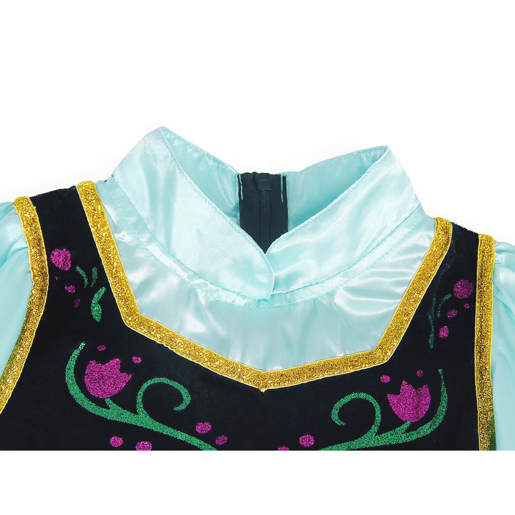 Cute Princess Anna Dress in Cartoon for Baby with Cloak For Chrismas Halloween Birthday Party Cosplay Gift