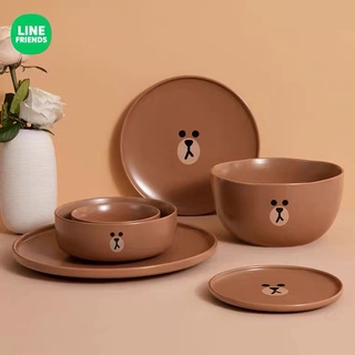 Bộ sưu tập bát đĩa line friends màu nâu gấu brown