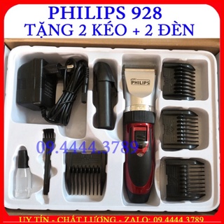 Tông đơ cắt tóc Phi.lip 928 cao cấp - Bộ có sẵn 2 pin sạc, cắt êm, bén. Combo kéo, đèn