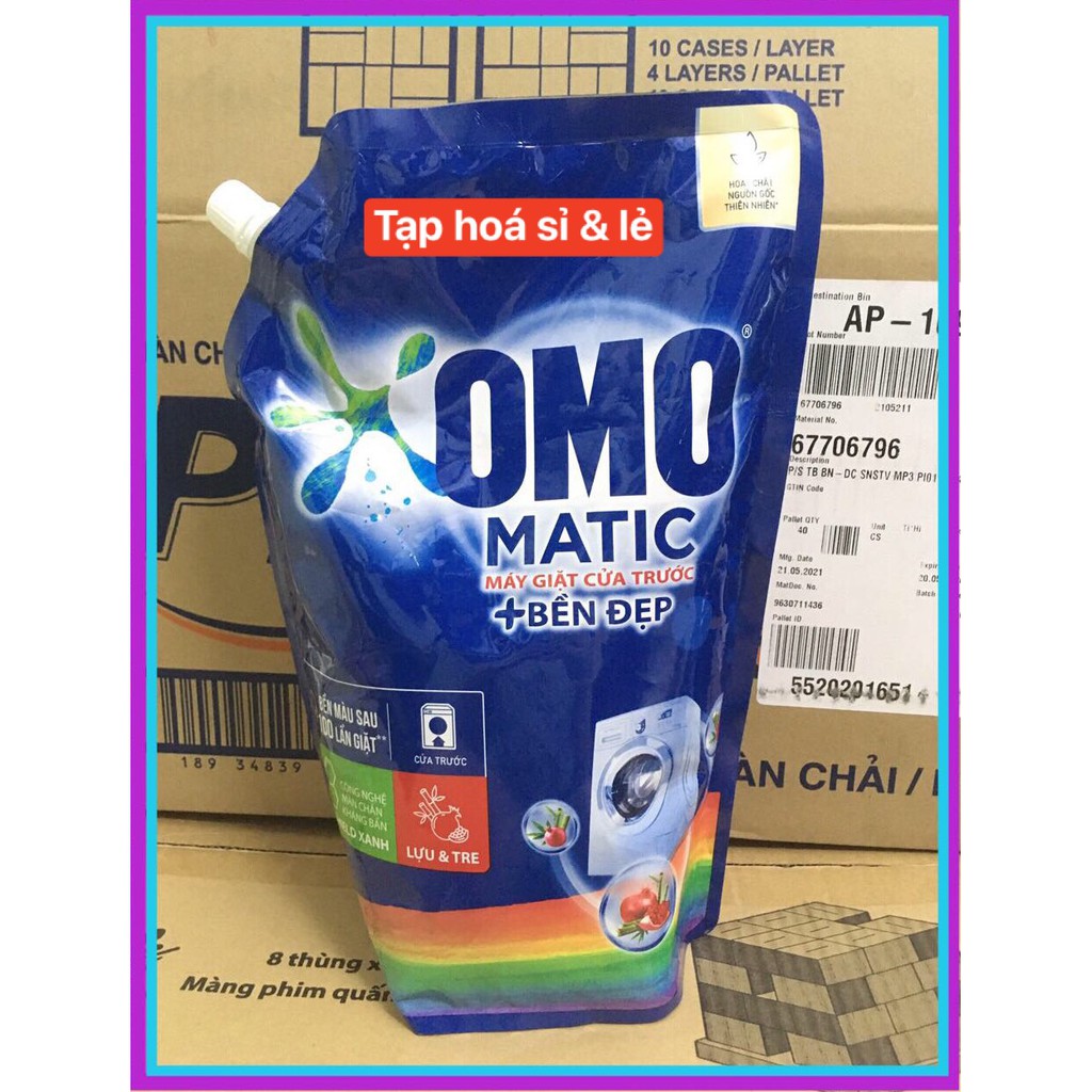 Nước giặt Omo Matic Cửa trước bền đẹp lựu và tre túi 2kg