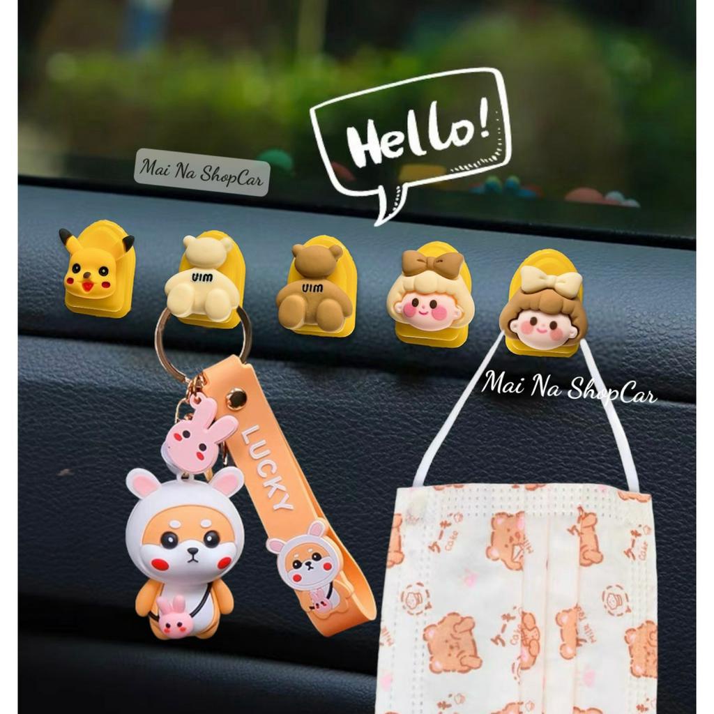 Móc Treo Đồ Ô Tô nhỏ gọn kiểu dáng hoạt hình sáng tạo dễ thương gắn taplo xe hơi, sau ghế, gia đình.. tiện lợi-Vàng