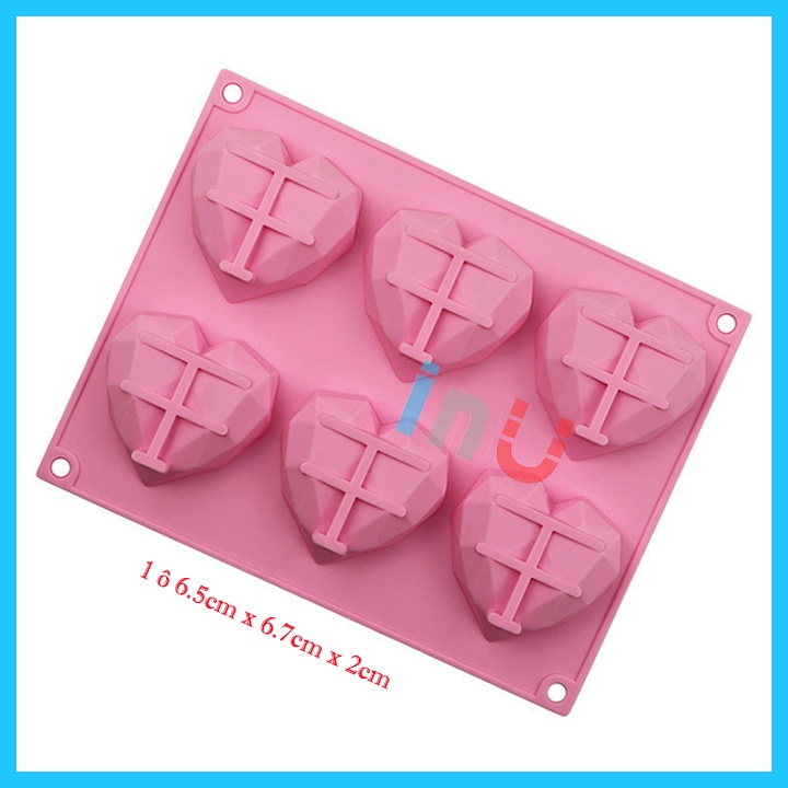HCM - Khuôn silicon tim kim cương nhiều kích cỡ lớn nhỏ làm bánh socola valentine, rau câu BSI