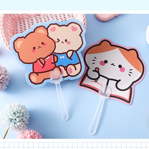 Quạt Cầm Tay Mini Họa Tiết Hoạt Hình Dễ Thương phong cách Hàn Quốc