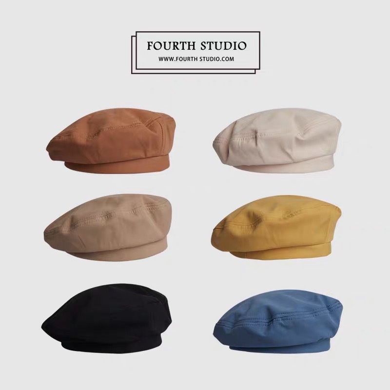 Nón Beret Vải Cotton Thoáng Khí Phong Cách Họa Sĩ Cổ Điển