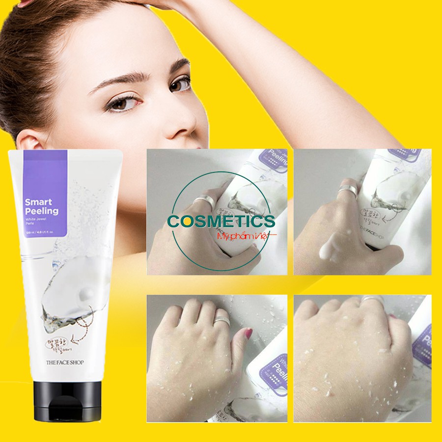 Tẩy tế bào chết ngọc trai dành cho vùng mặt The Face Shop Smart White Jewel Peeling 120ml | BigBuy360 - bigbuy360.vn