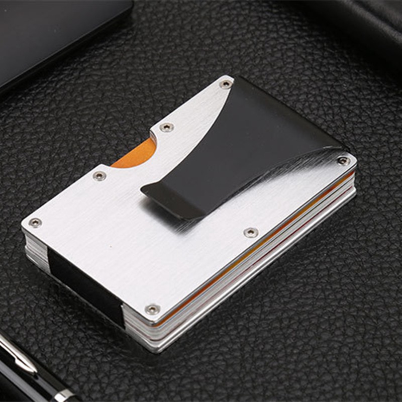 HYX RFID Metal Slim Blocking Wallet Money Clip Front Pocket Name Card Holder