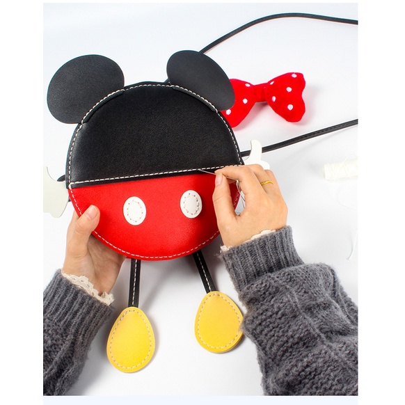 Túi tự đan handmade Mickey đầy đủ phụ kiện