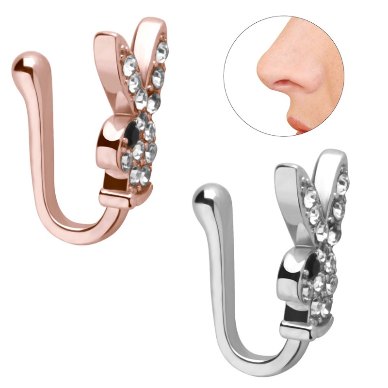 Khuyên Mũi Hình Thỏ Bằng Kim Loại Đính Pha Lê Sáng Tạo