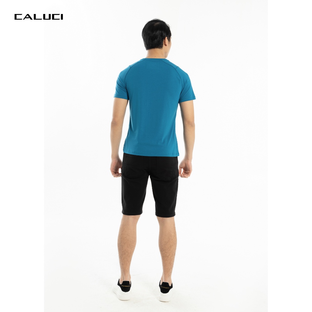 Áo thun nam CALUCI thiết kế dáng ôm vừa và tay raglan, chất liệu vải cotton mềm mại thấm hút mồ hôi, co giãn tốt MTS203S