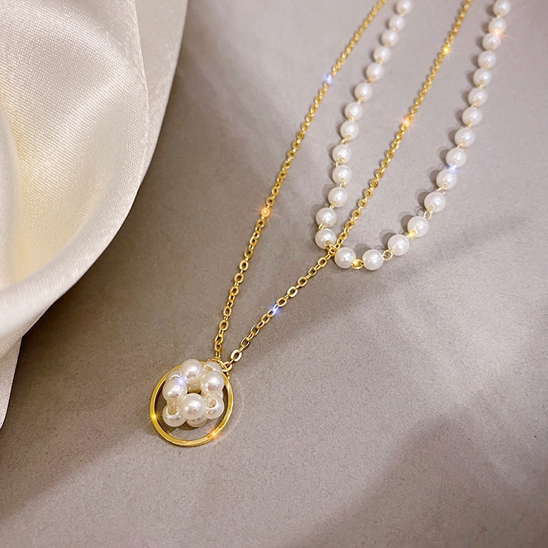 XiaoboACC Vòng Cổ Choker Đính Ngọc Trai Giả Phong Cách Hàn Quốc