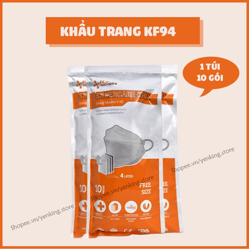 Khẩu Trang KF94 Silver Care, Tiêu chuẩn KF94 xuất Ngoại, Chống bụi mịn 2.5 PM