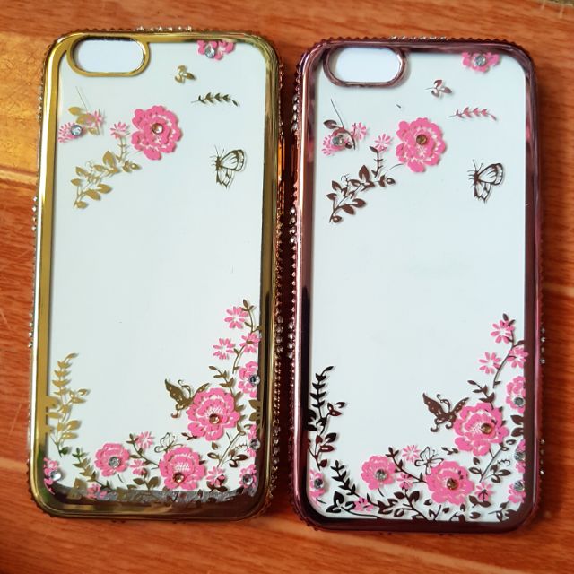 Ốp lưng iPhone 6/6s hoa đính đá 3 hàng viền si cao cấp cực đẹp