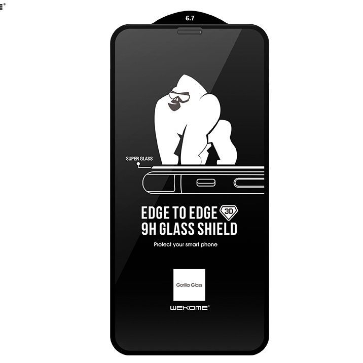 Kính cường lực Kingkong iP 009 hộp sắt WK không hộp trần dán full cho IP 7 8 X XS Max 11 12 Pro 13 13pro 14