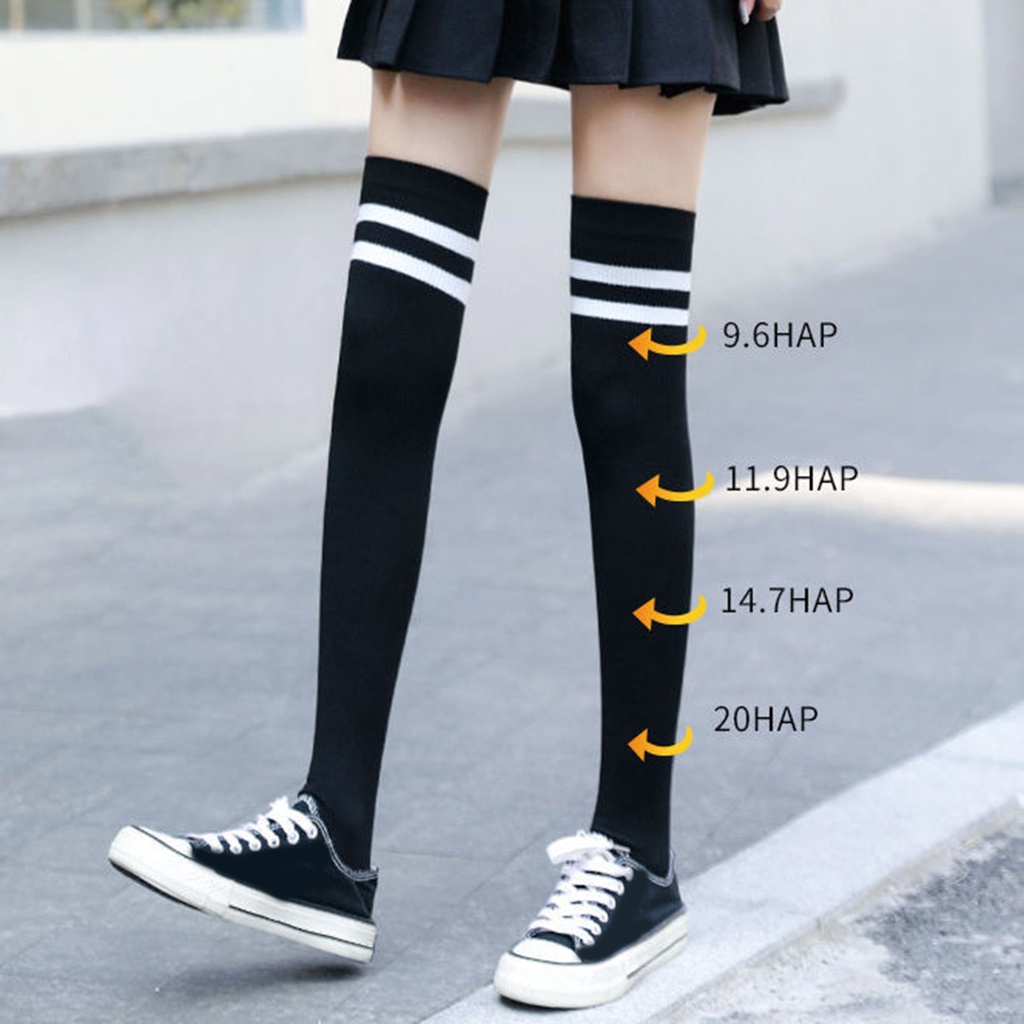 1 Đôi Vớ Dài Qua Gối Mềm Mại Co Giãn Màu Trơn Giữ Ấm Mùa Đông Cho Nữ