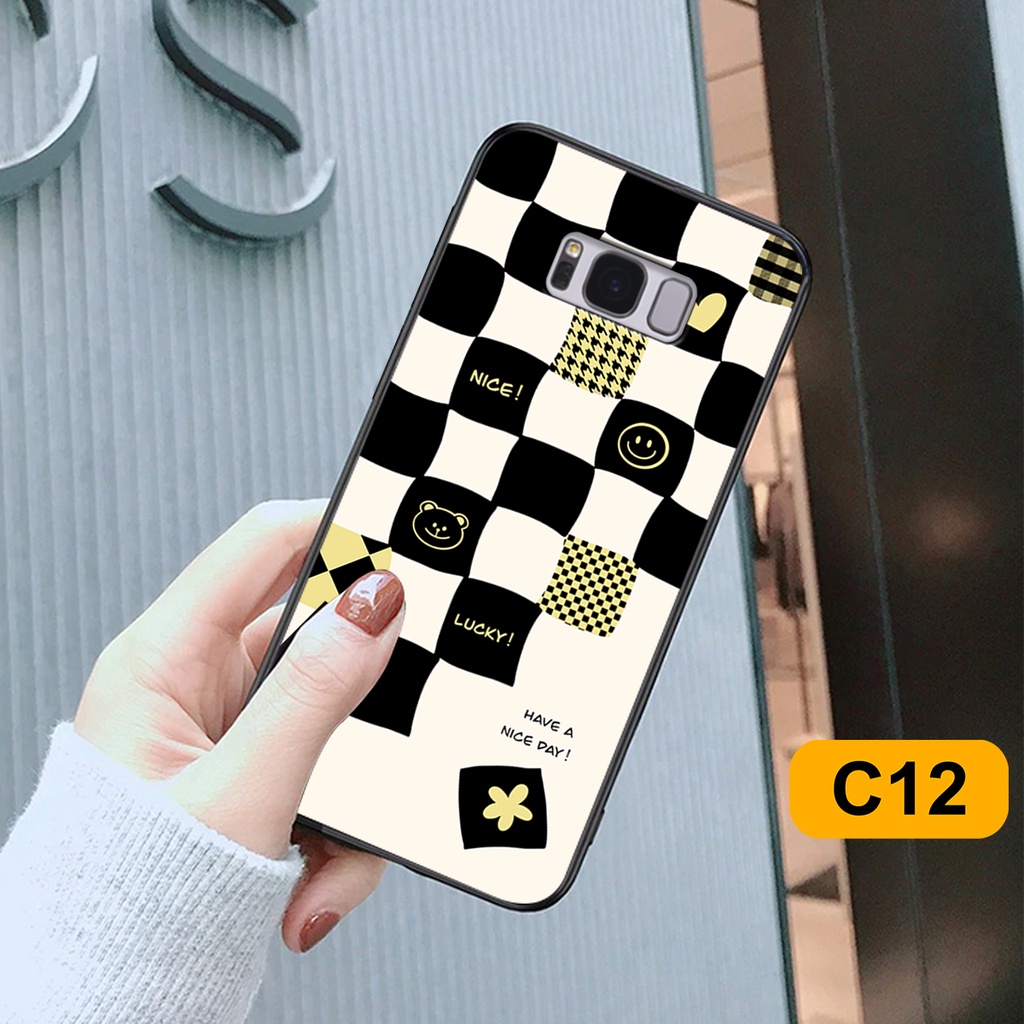 Ốp lưng Samsung S8 - S8 Plus - S8+ in hoạ tiết caro trái tim đen trắng, gấu bear cute đáng yêu