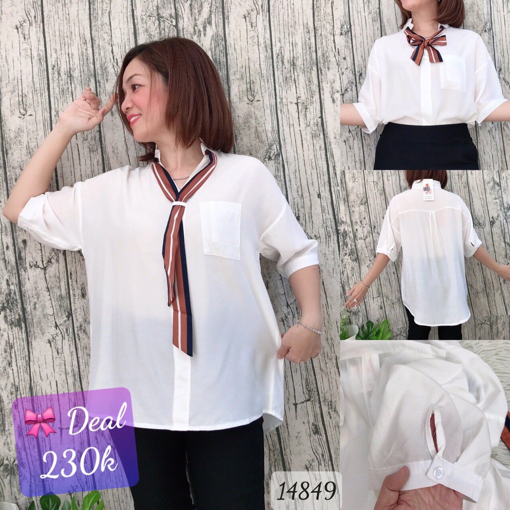 Sơ mi BIGSIZE cổ V somi công sở 14849